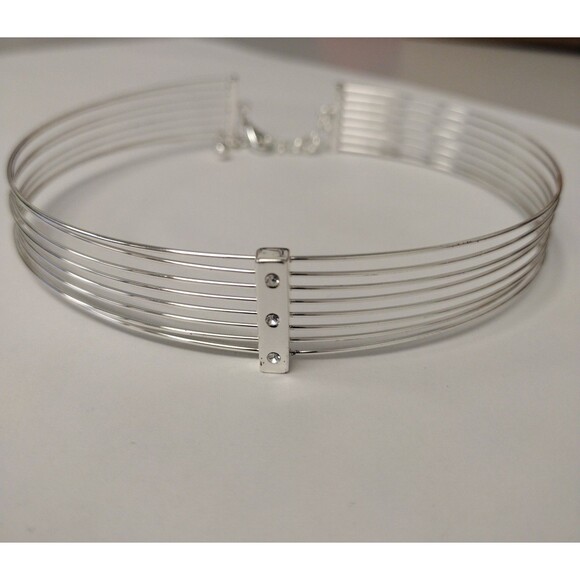 Y2K Silver tone Funky Bangle Bracelet and Choker Necklace - Picture 7 of 9